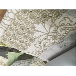 Скатерти ажурные коричневые 150x230 см прямоугольные виниловые. Серия SP-Beige