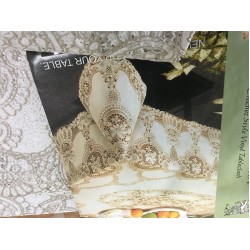 Скатерти ажурные коричневые 150x230 см прямоугольные виниловые. Серия SP-Beige
